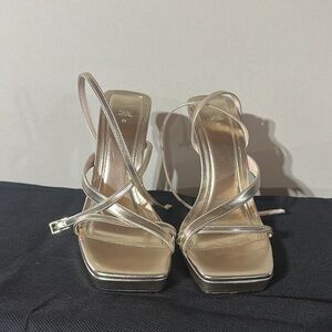 Zara | Gold Platform Sandal Heels